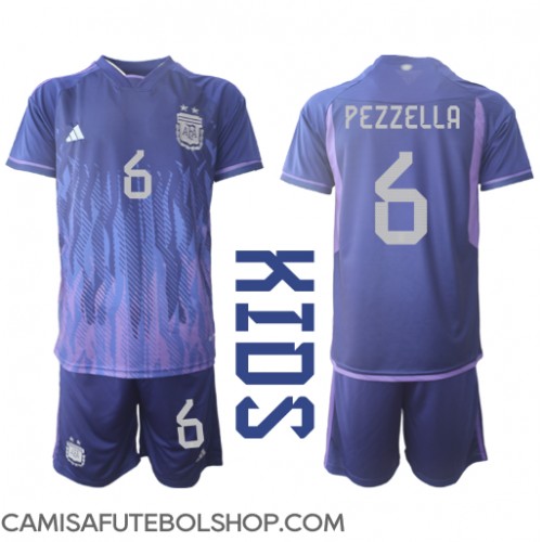 Camisa de time de futebol Argentina German Pezzella #6 Replicas 2º Equipamento Infantil Mundo 2022 Manga Curta (+ Calças curtas)